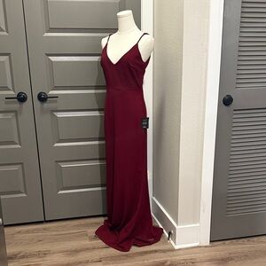 Lulus Elegant Burgundy Evening Gown